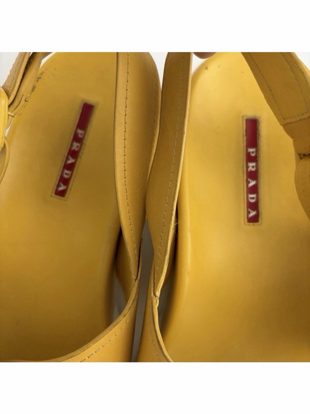 PRADA Yellow Leather Slingback Crossover Platform Sandals 39.5 / 9.5 - Picture 4 of 12